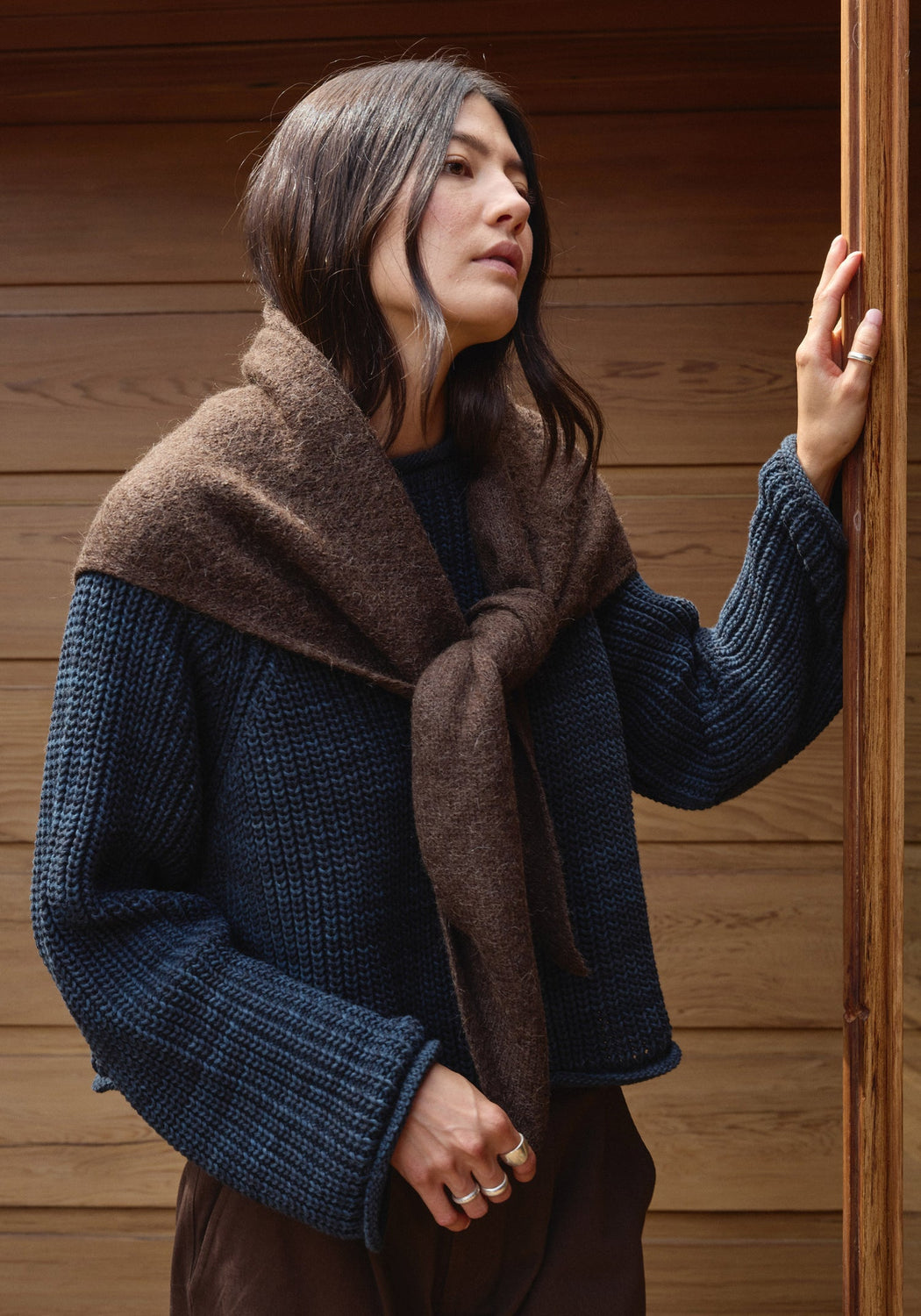 Felted Shawl Scarf | Walnut