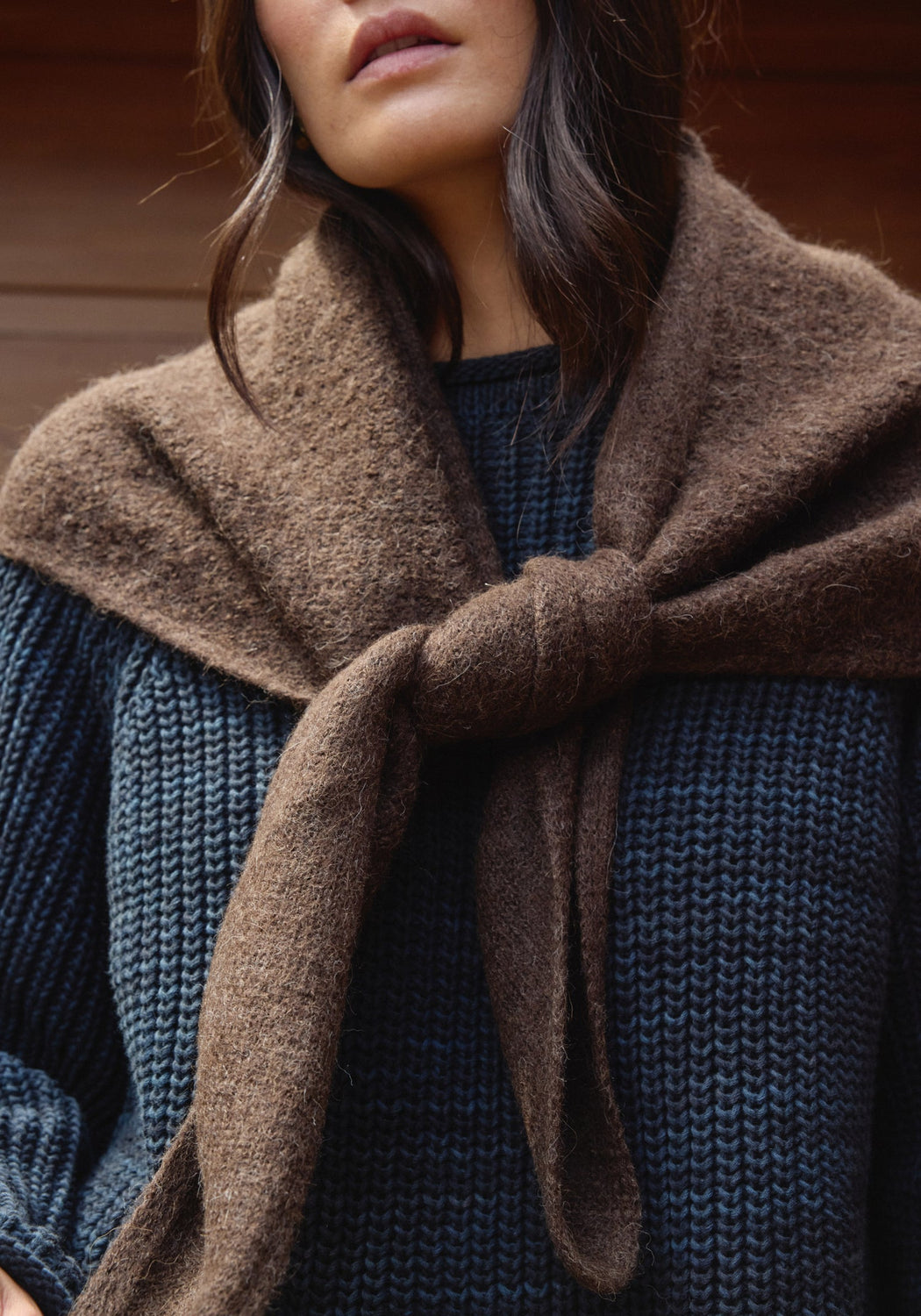 Felted Shawl Scarf | Walnut