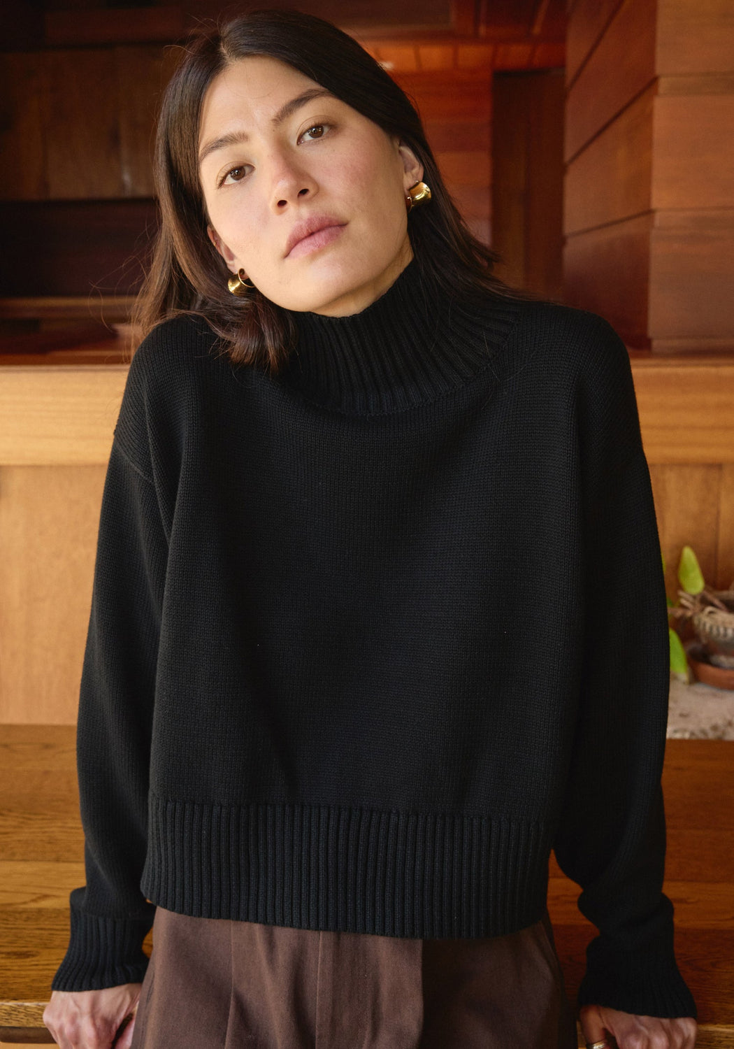 Crop Turtleneck | Black