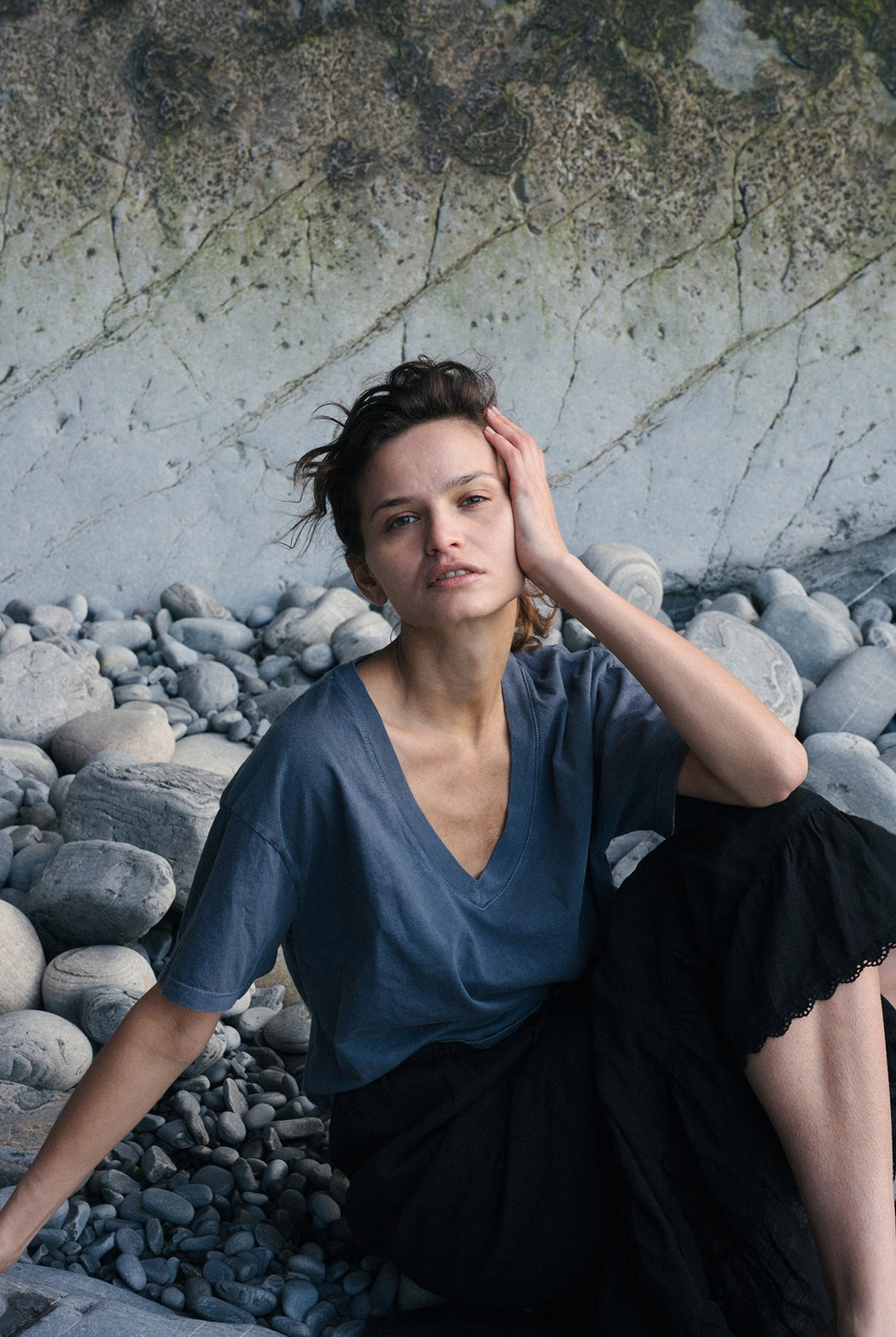 Deep V Tee | Vintage Grey