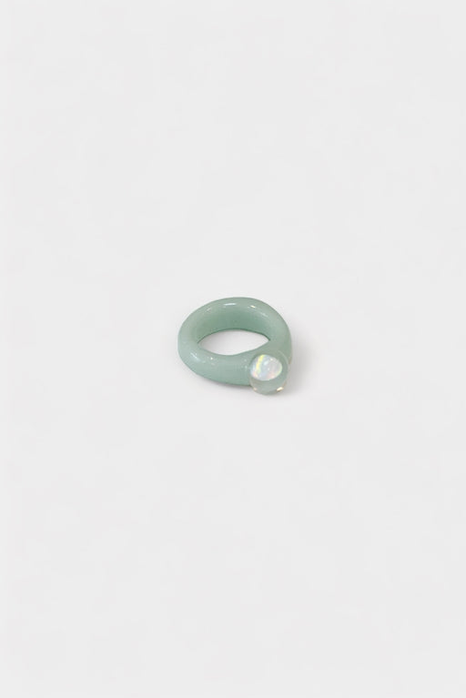 Opal & Glass Ring | Mint Blue
