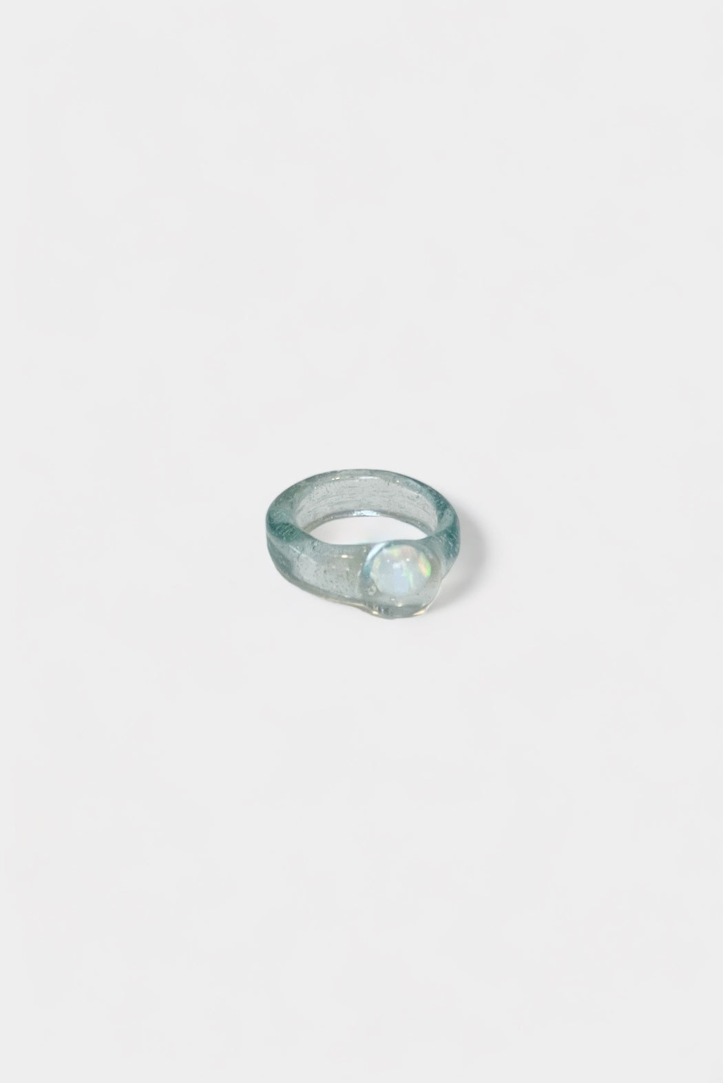 Opal & Glass Ring | Clear Blue
