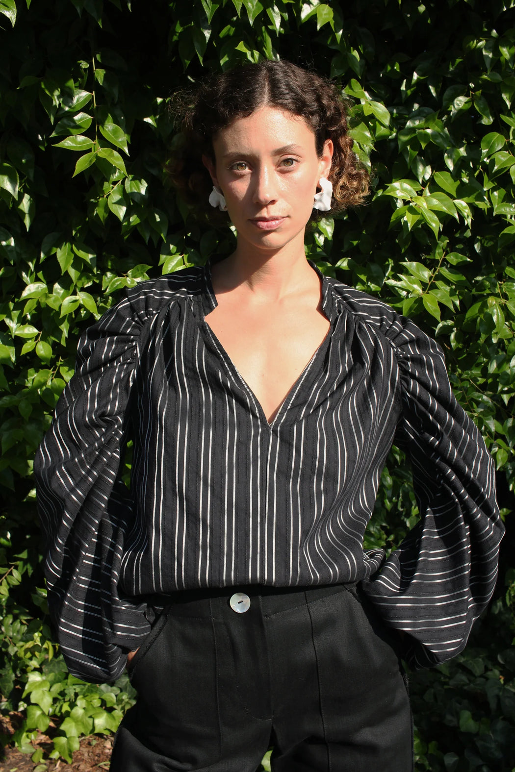 Shell Sleeve Shirt | Black & Silver