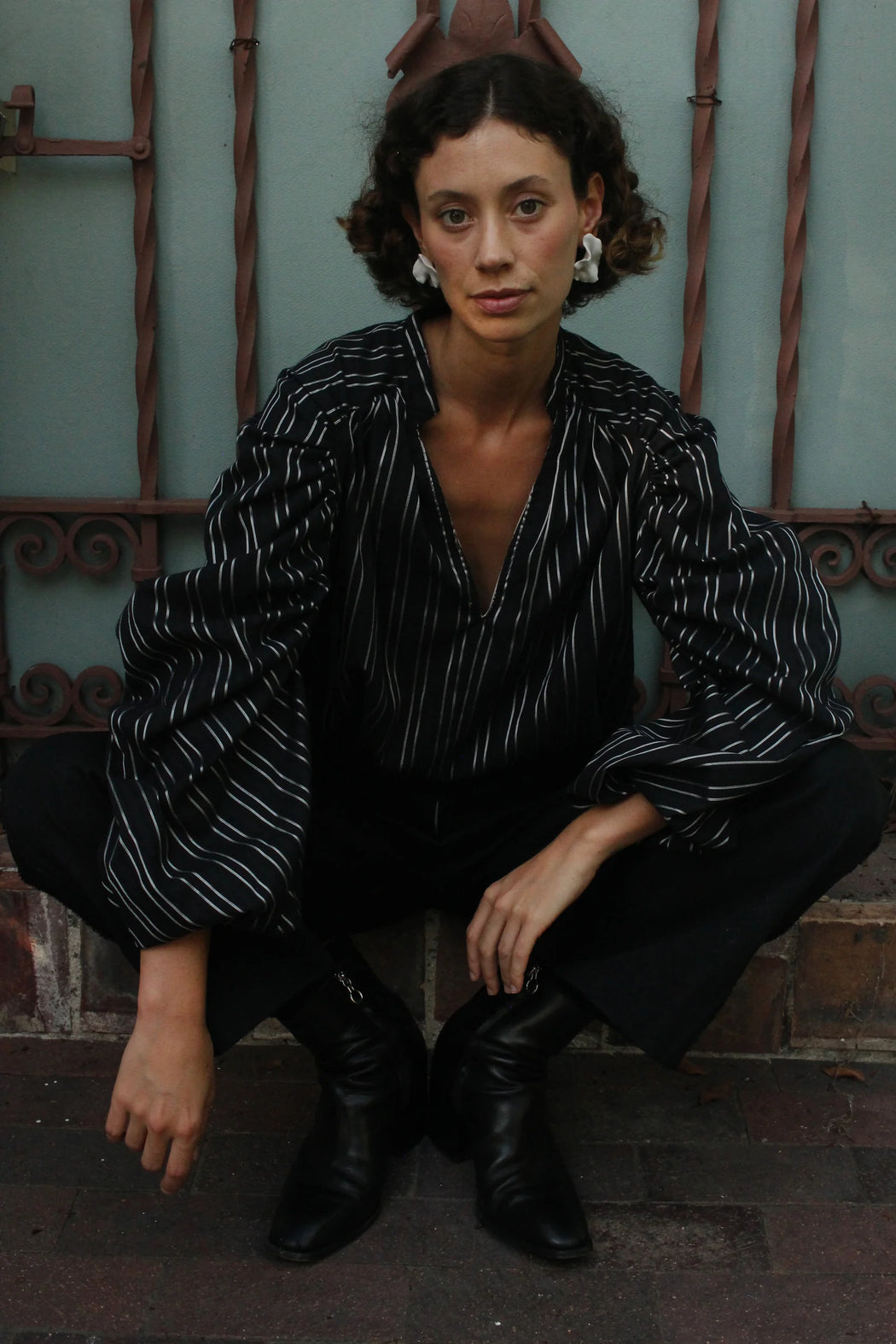 Shell Sleeve Shirt | Black & Silver