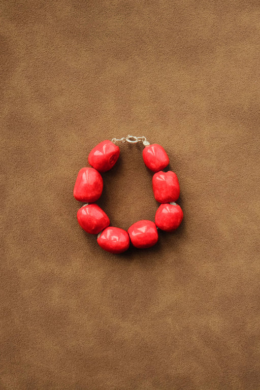 Kalamata Beaded Porcelain Bracelet | Poppy Red