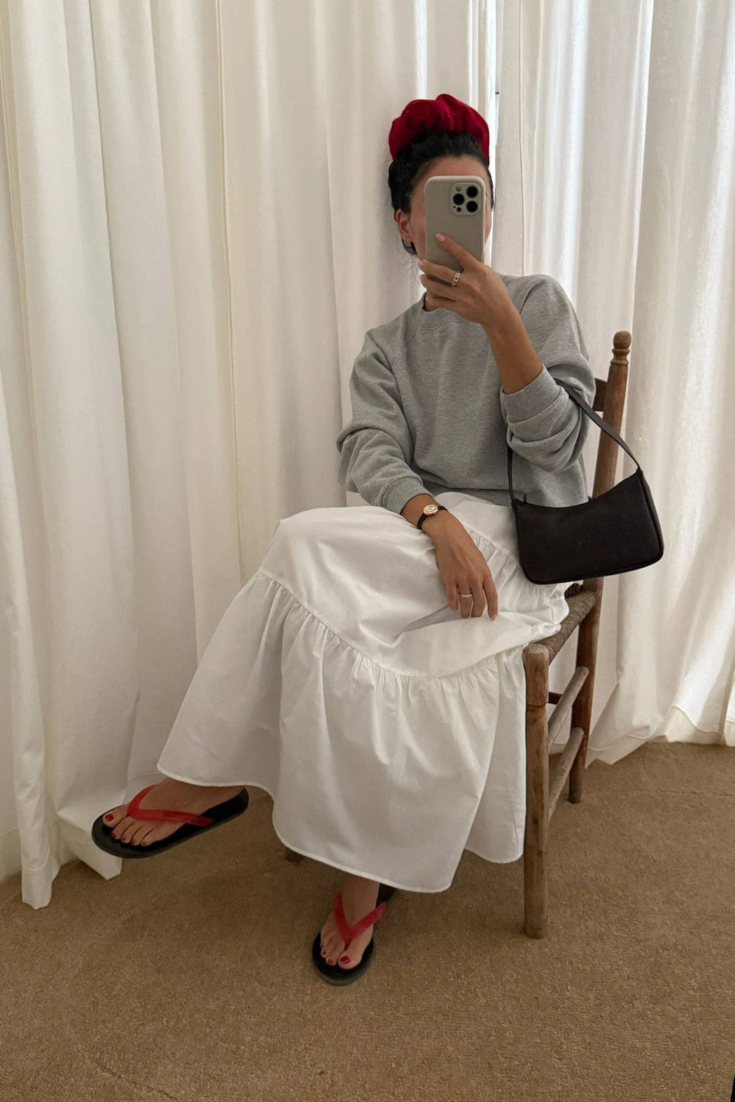MiMi Silk Cotton Voile Skirt | White