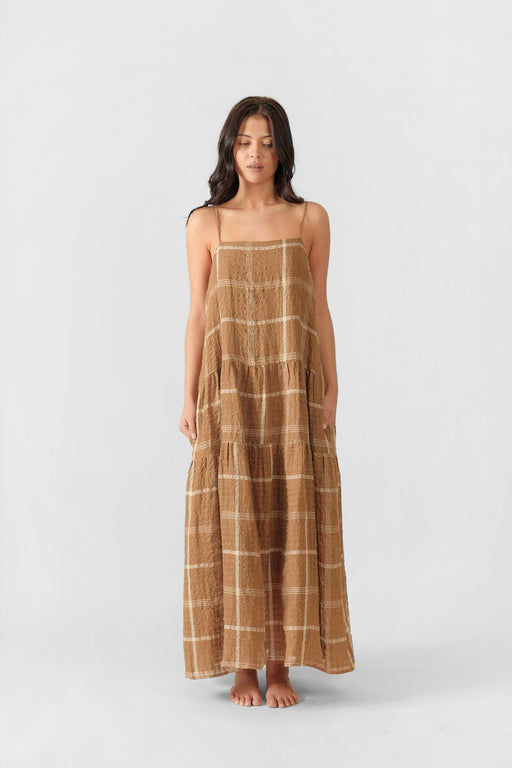 Plaid Tiered Dress | Mocha