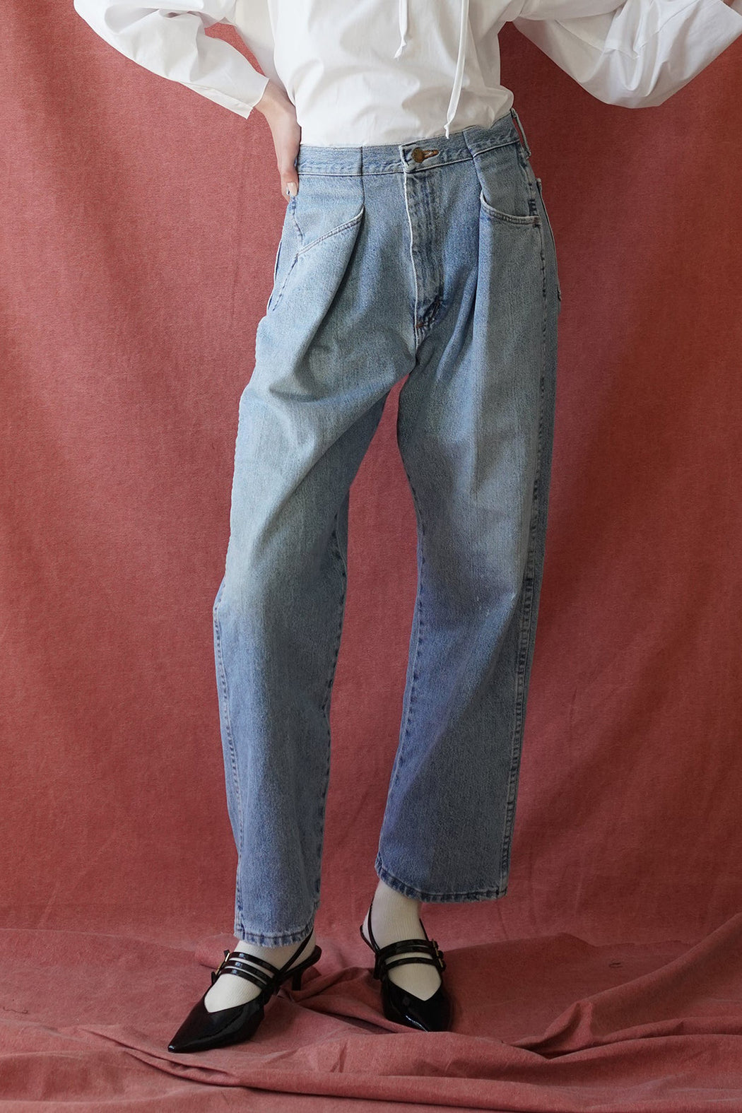 UPCYCLED FRONT PLEAT DENIM