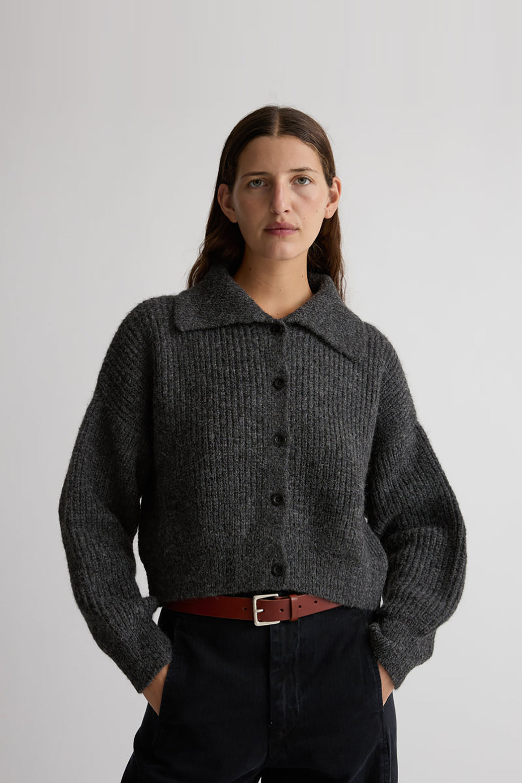Shaina Mote | SAATCHI CARDIGAN ALPACA | CHARCOAL | Hazel & Rose | Minneapolis