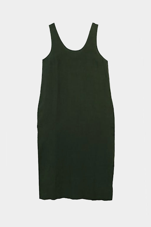 BASIC LINEN SHIFT DRESS | DARK FOREST