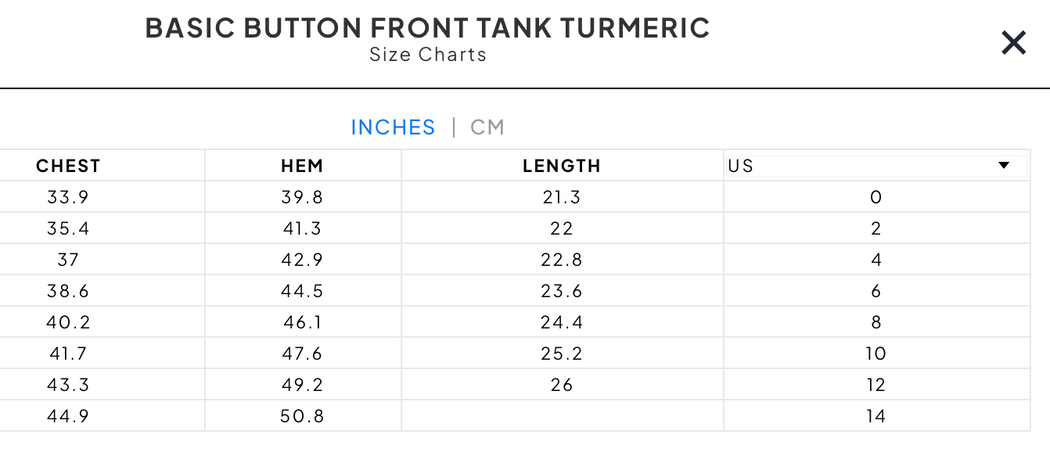 BASIC BUTTON FRONT TANK | TURMERIC