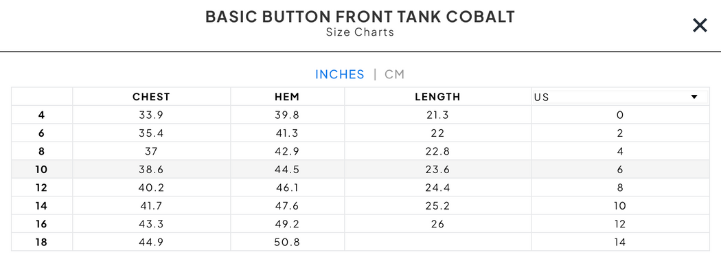 BASIC BUTTON FRONT TANK | COBALT