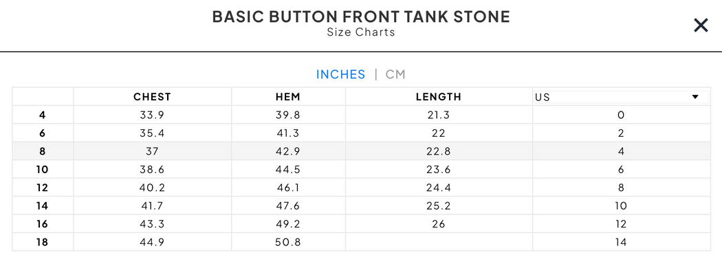 BASIC BUTTON FRONT TANK | STONE