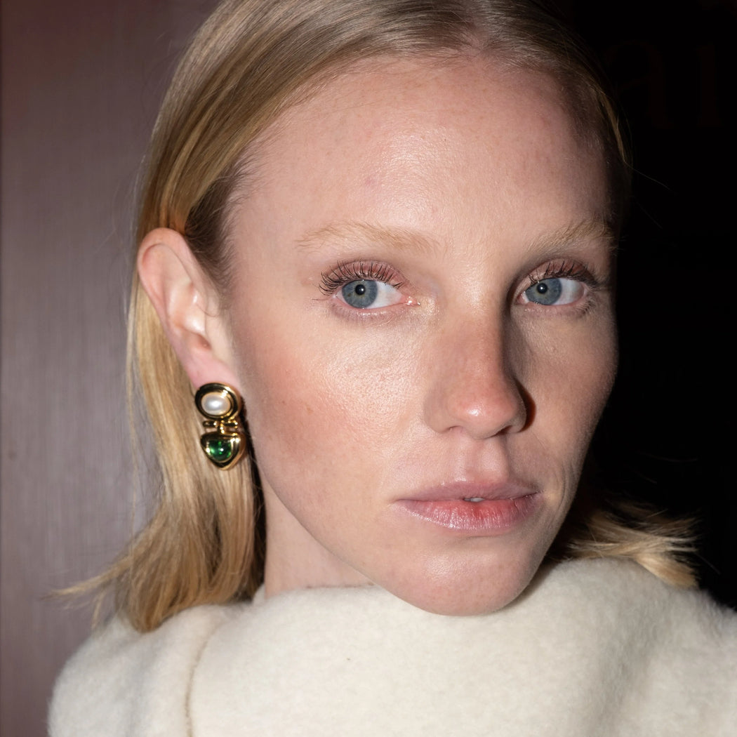The Townhouse Earrings | Emerald and Pearl