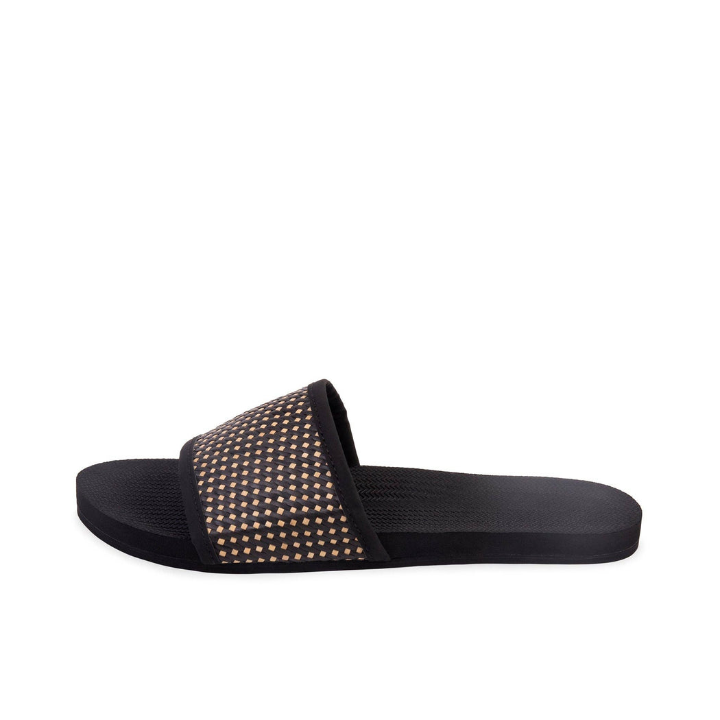 Weave Slides Sandals | Black Batit Dark
