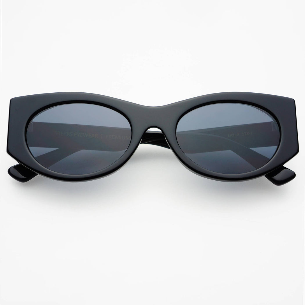 Layla Acetate Oval Sunglasses  : Black