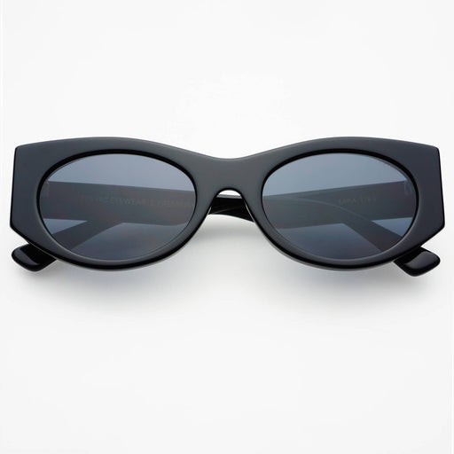 Layla Acetate Oval Sunglasses  : Black