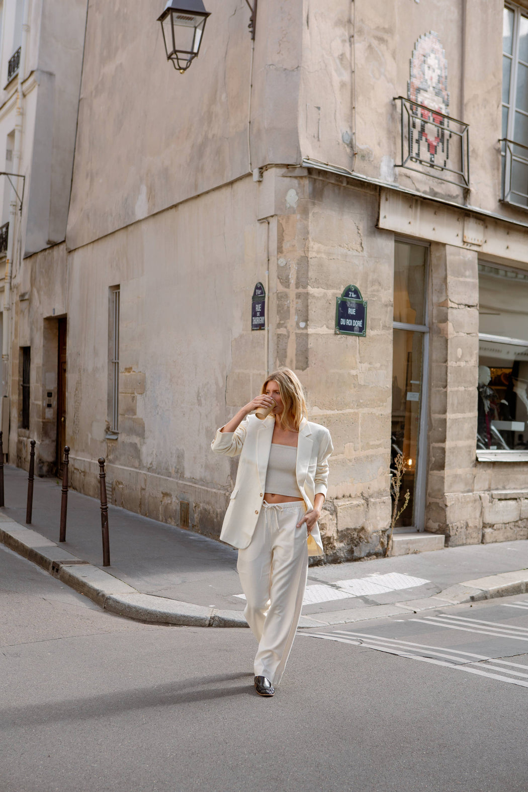 Skyler Woven Silk Blazer | Natural