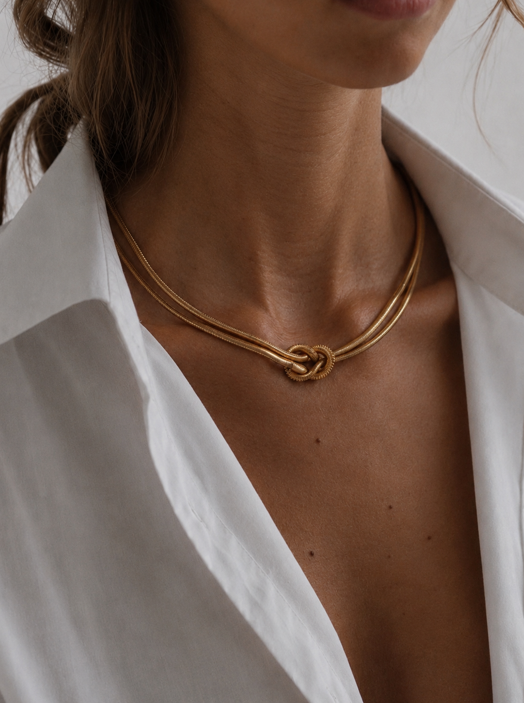 Margot Necklace | Gold Snake Chain Knot Necklace