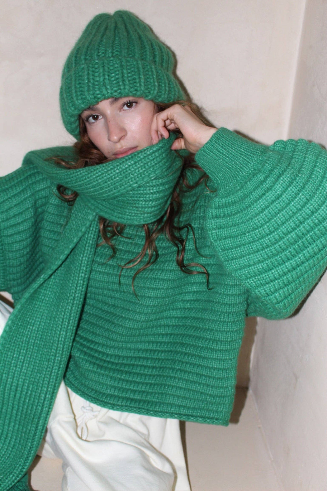 Frankie Knitted Alpaca Hat | Emerald