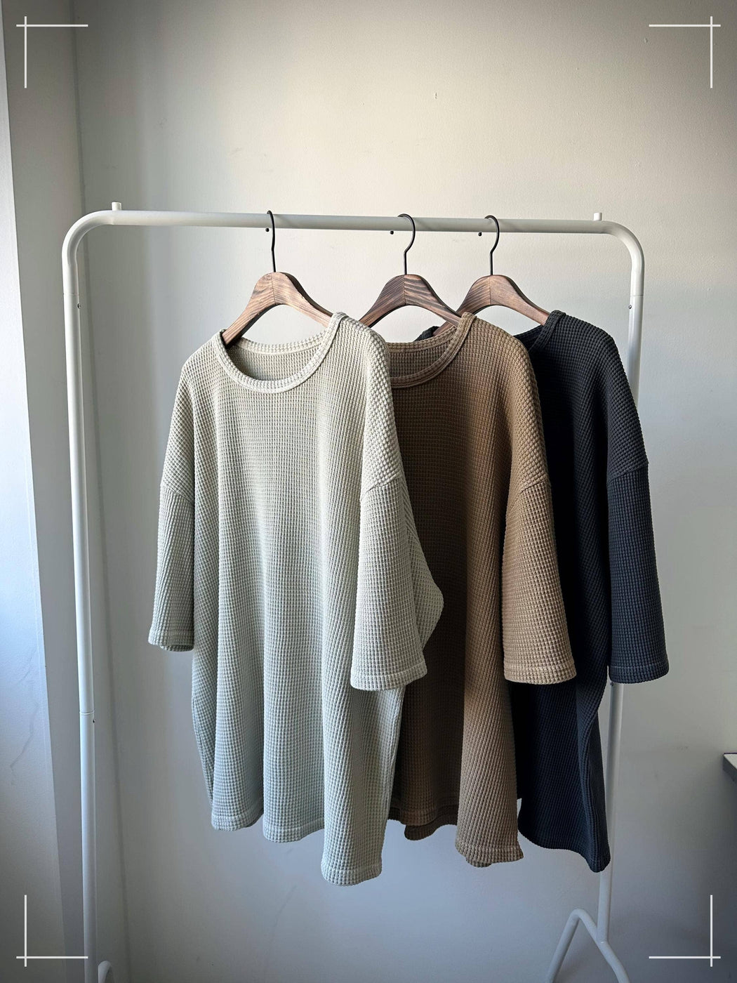 Waffle Texture Cotton Oversized Minimalist Top | Beige
