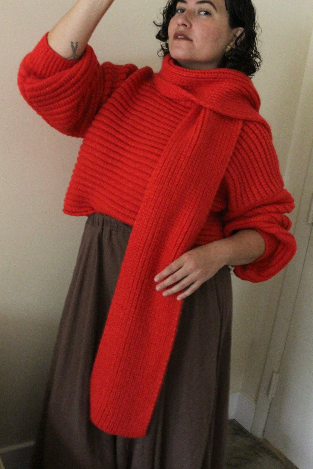 CeCe Knitted Alpaca Scarf | Tomato