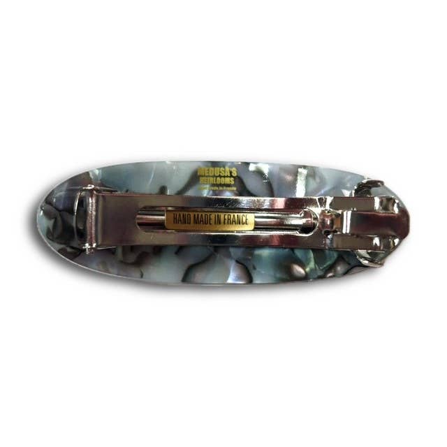 Curved Oval French Pony Barrettes: Golden Onyx