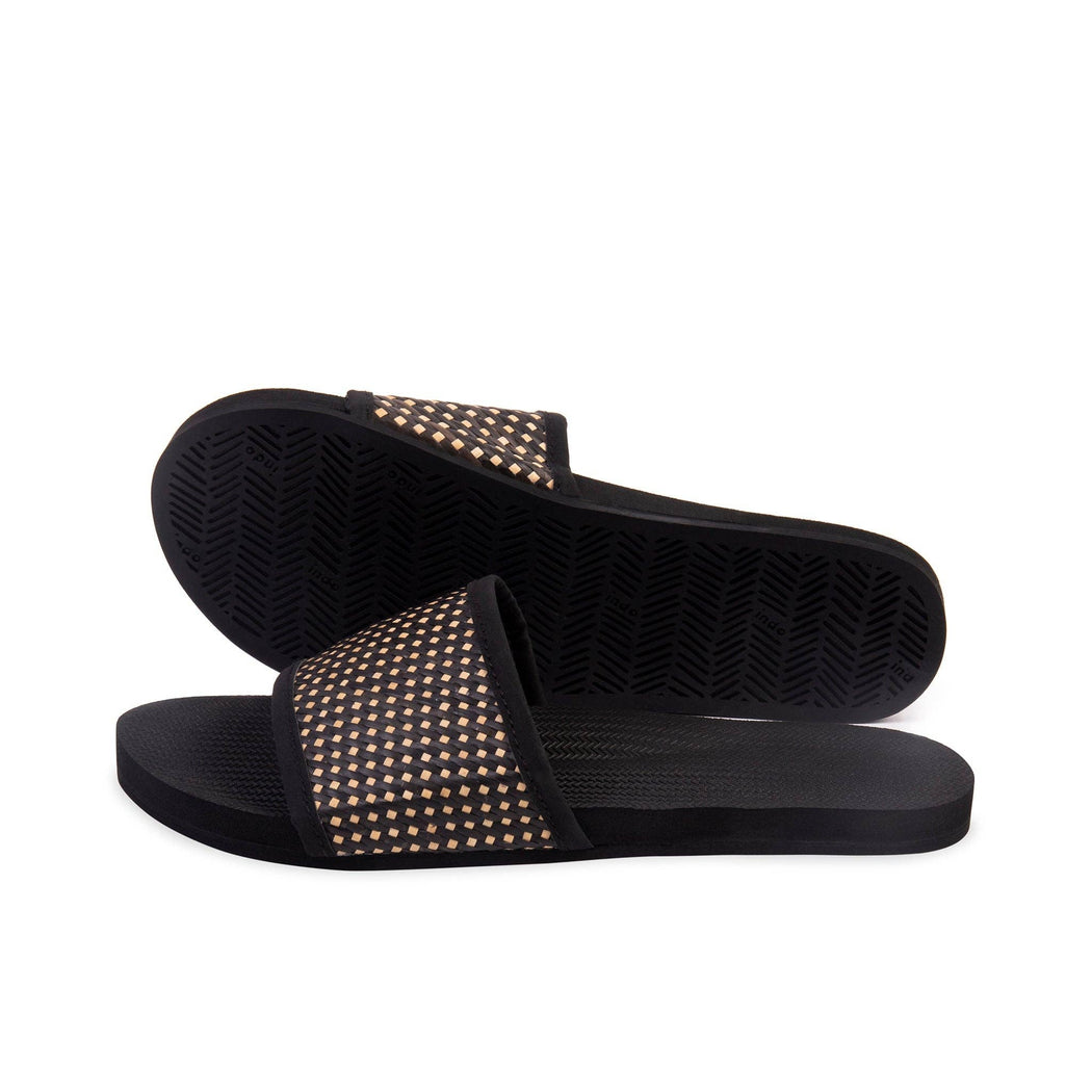 Weave Slides Sandals | Black Batit Dark