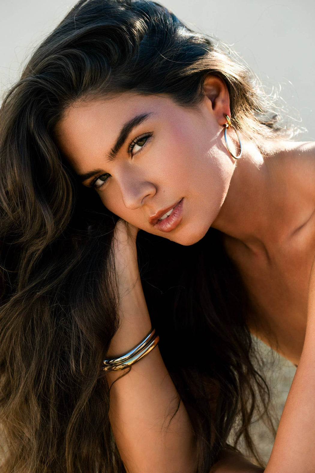 Align Bracelet | Two Tone Gold Silver Hinged Bangle