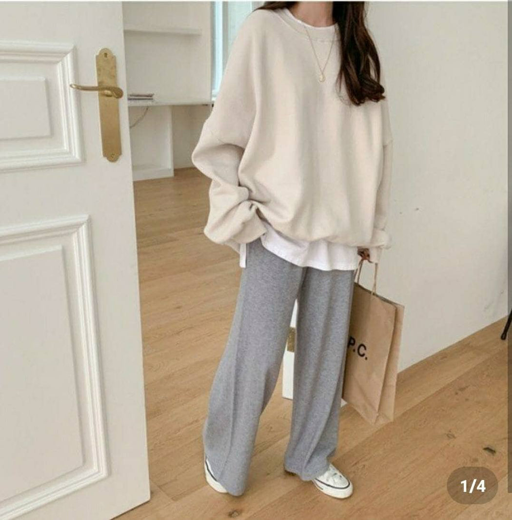 Overfit Thick Soft Cotton Fleece Sweatshirts | Dark brown