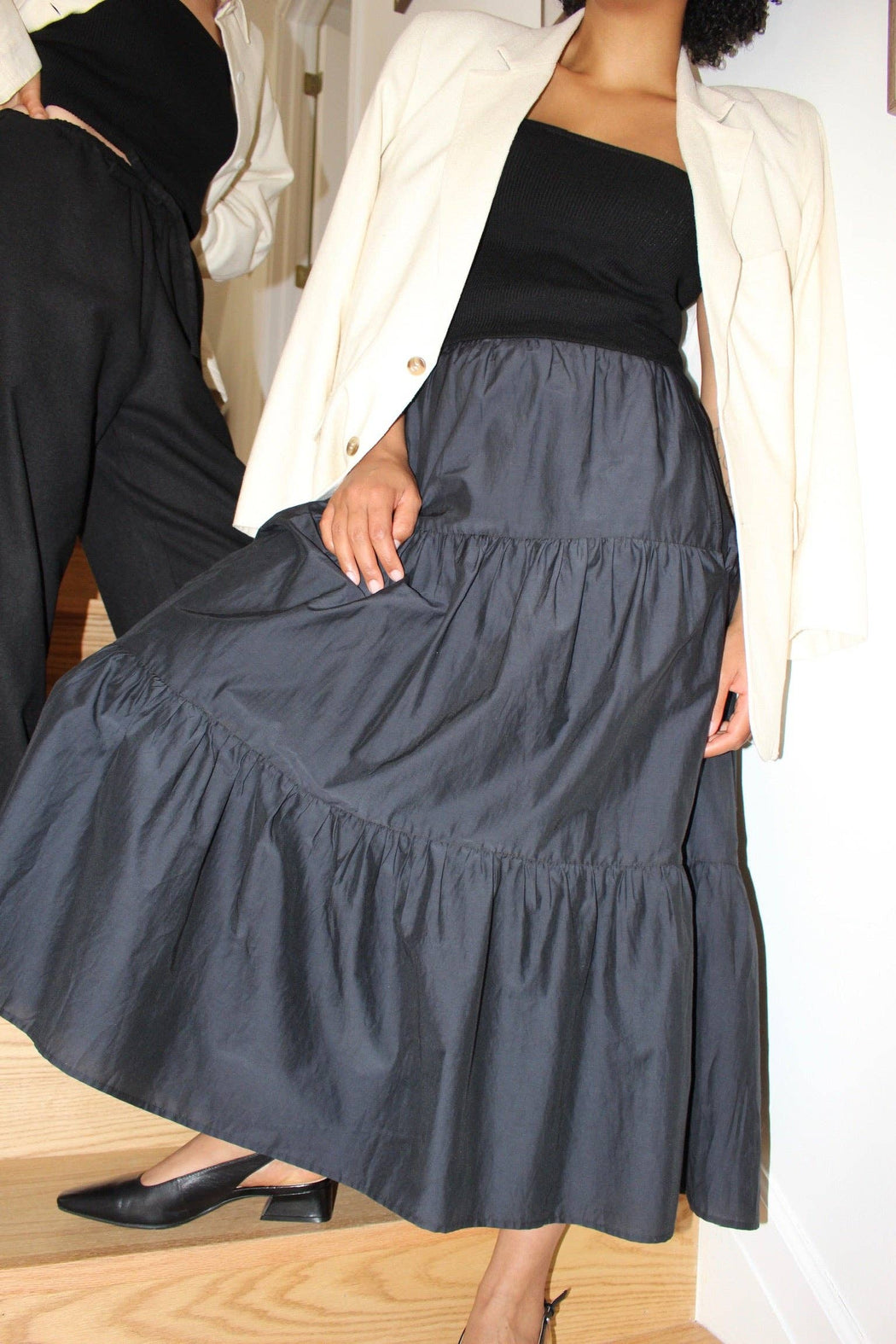 MiMi Silk Cotton Voile Skirt | Black
