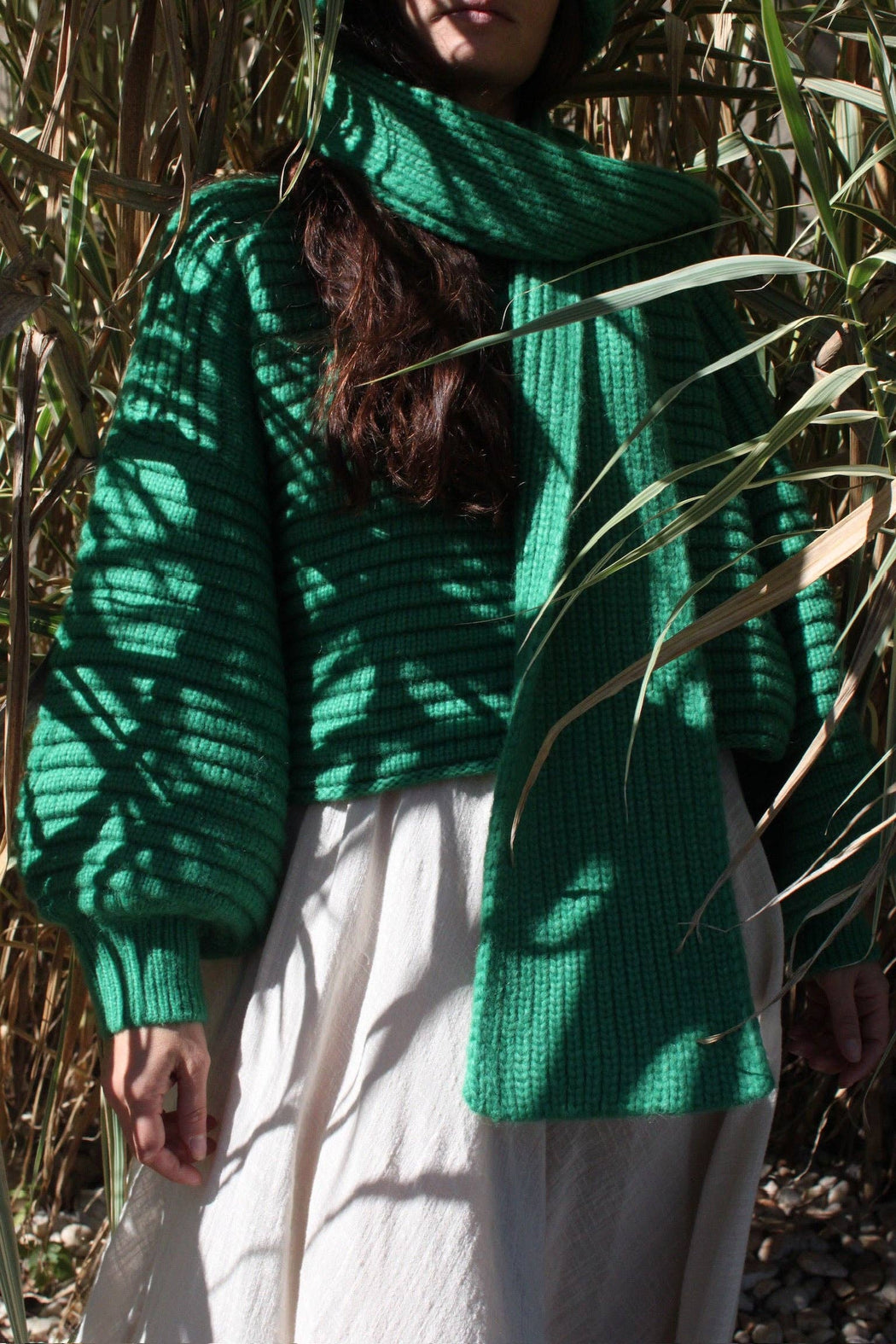 Romy Knitted Alpaca Balloon Sleeve Sweater | Emerald