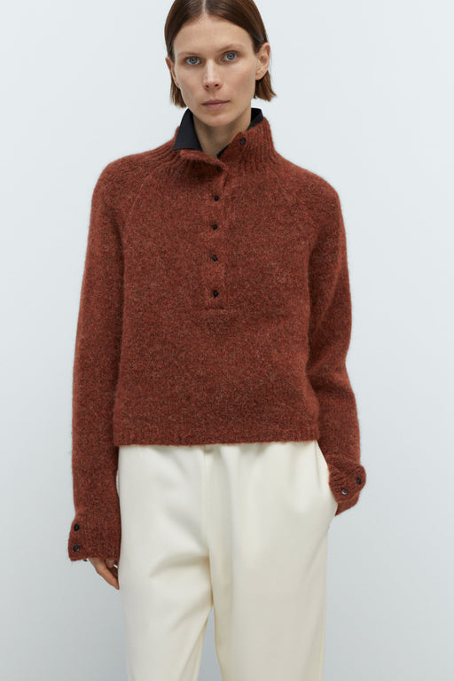 BABY ALPACA POLO SWEATER | Terracota