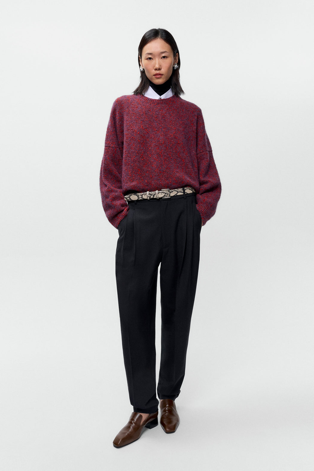 SPECKLED CREWNECK SWEATER | Beaujolais