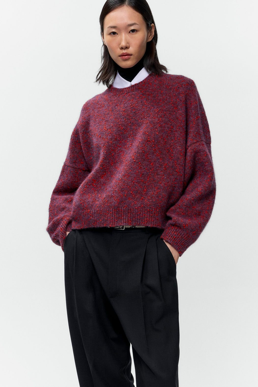 SPECKLED CREWNECK SWEATER | Beaujolais