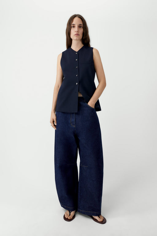 CURVED BAGGY JEANS | INDIGO