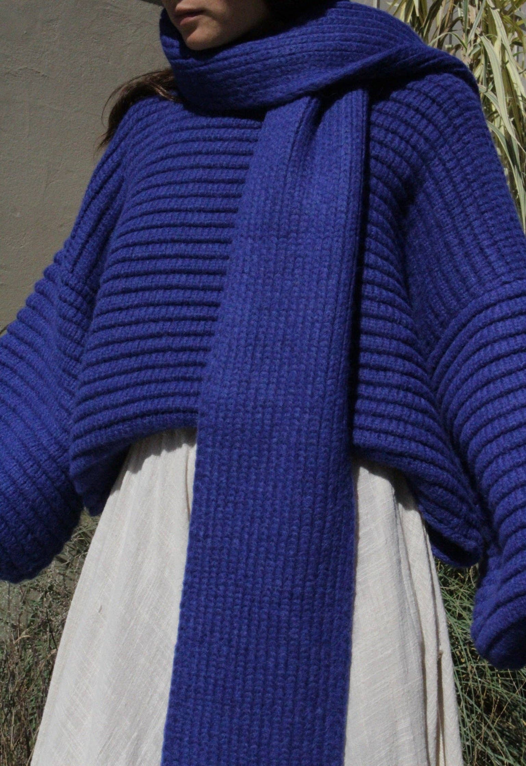 CeCe Knitted Alpaca Scarf | Cobalt