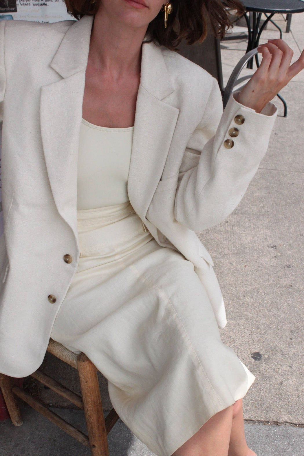 Skyler Woven Silk Blazer | Natural