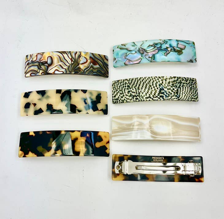 Classic Medium Rectangle French Barrettes: WhiteTokyo