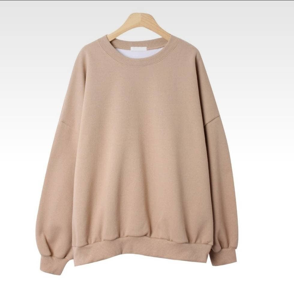 Overfit Thick Soft Cotton Fleece Sweatshirts | Dark brown