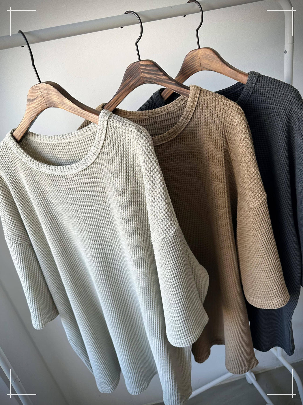 Waffle Texture Cotton Oversized Minimalist Top | Beige