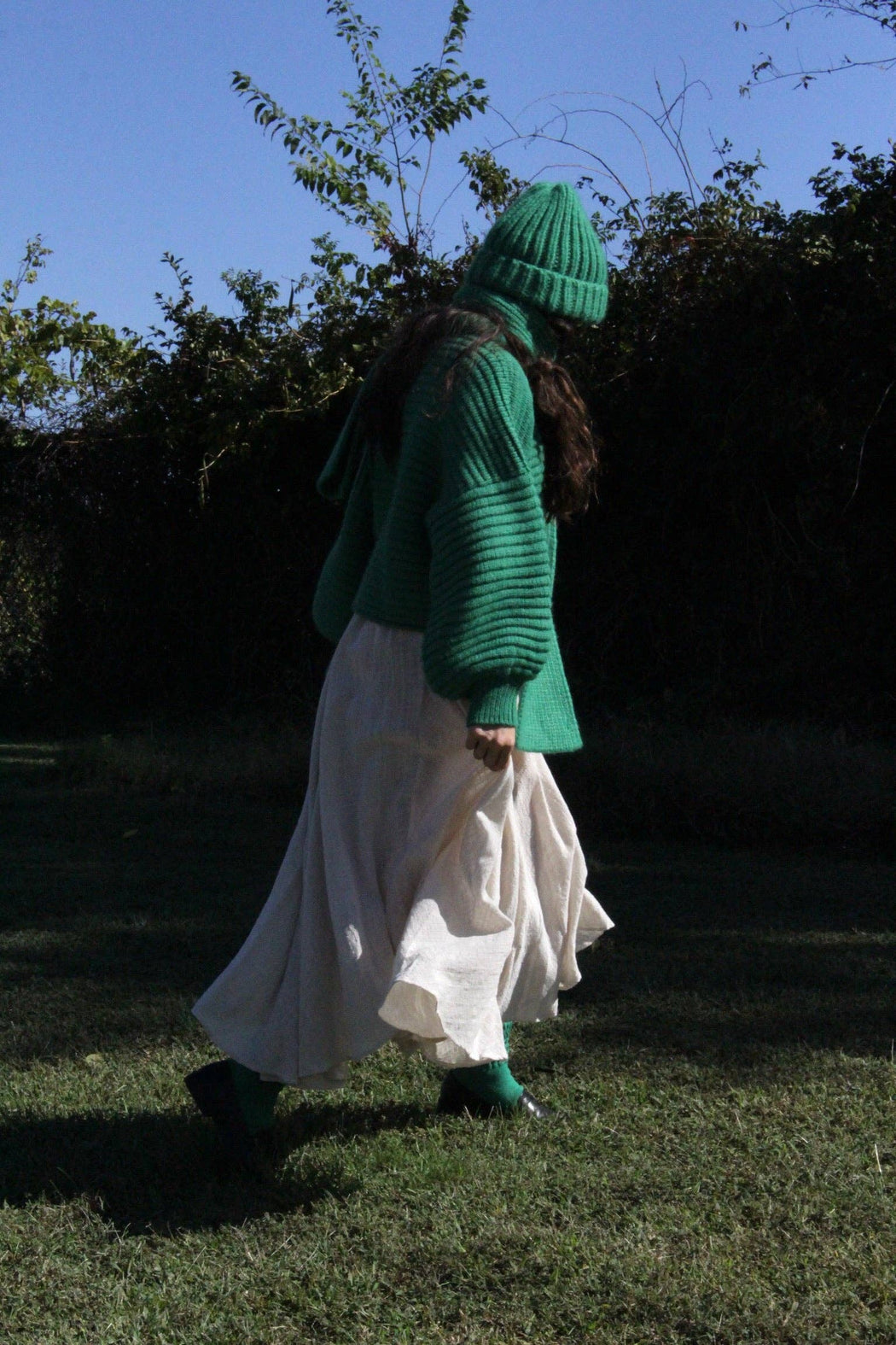 Romy Knitted Alpaca Balloon Sleeve Sweater | Emerald