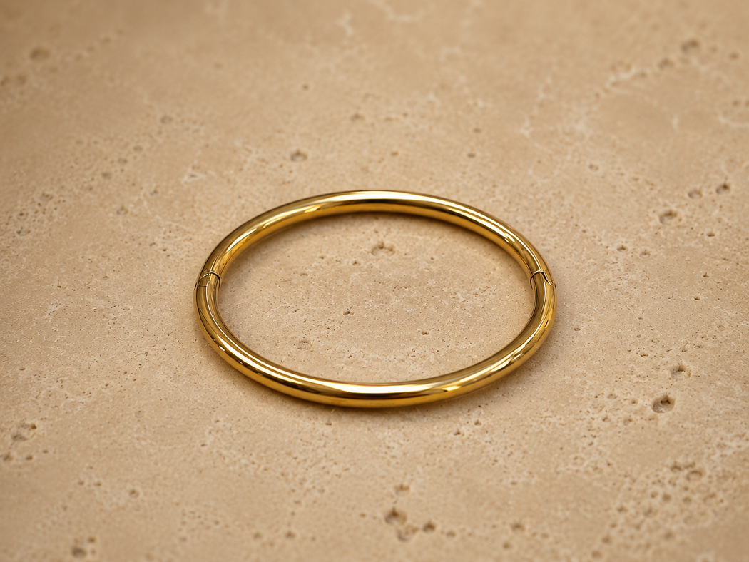 Paros Bangle | Gold Slim Hinged Cuff Bracelet: Silver