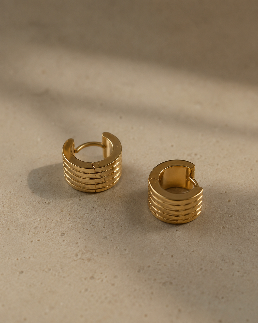 Mila Huggies | Gold Textured Huggie Hoops