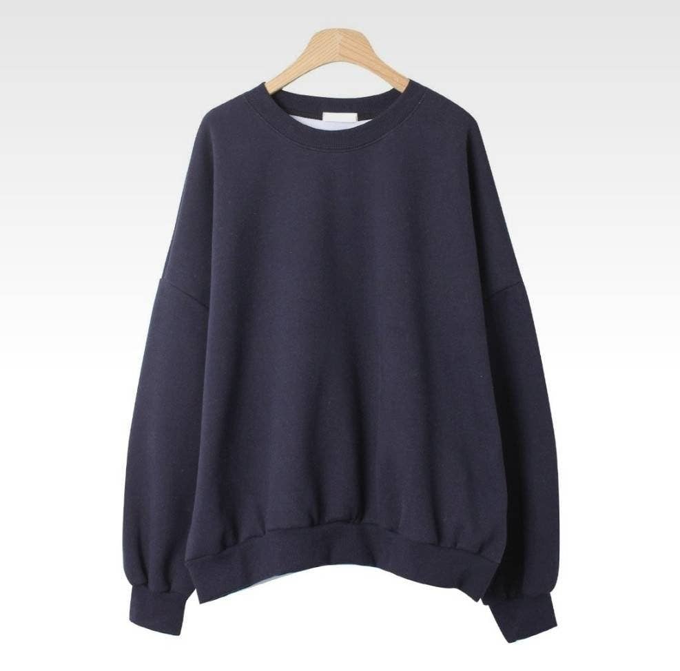 Overfit Thick Soft Cotton Fleece Sweatshirts | Beige