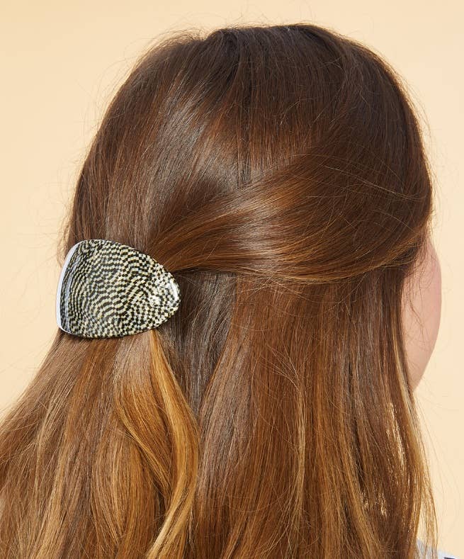 Bevel Oval French Barrettes: SaltnPepper