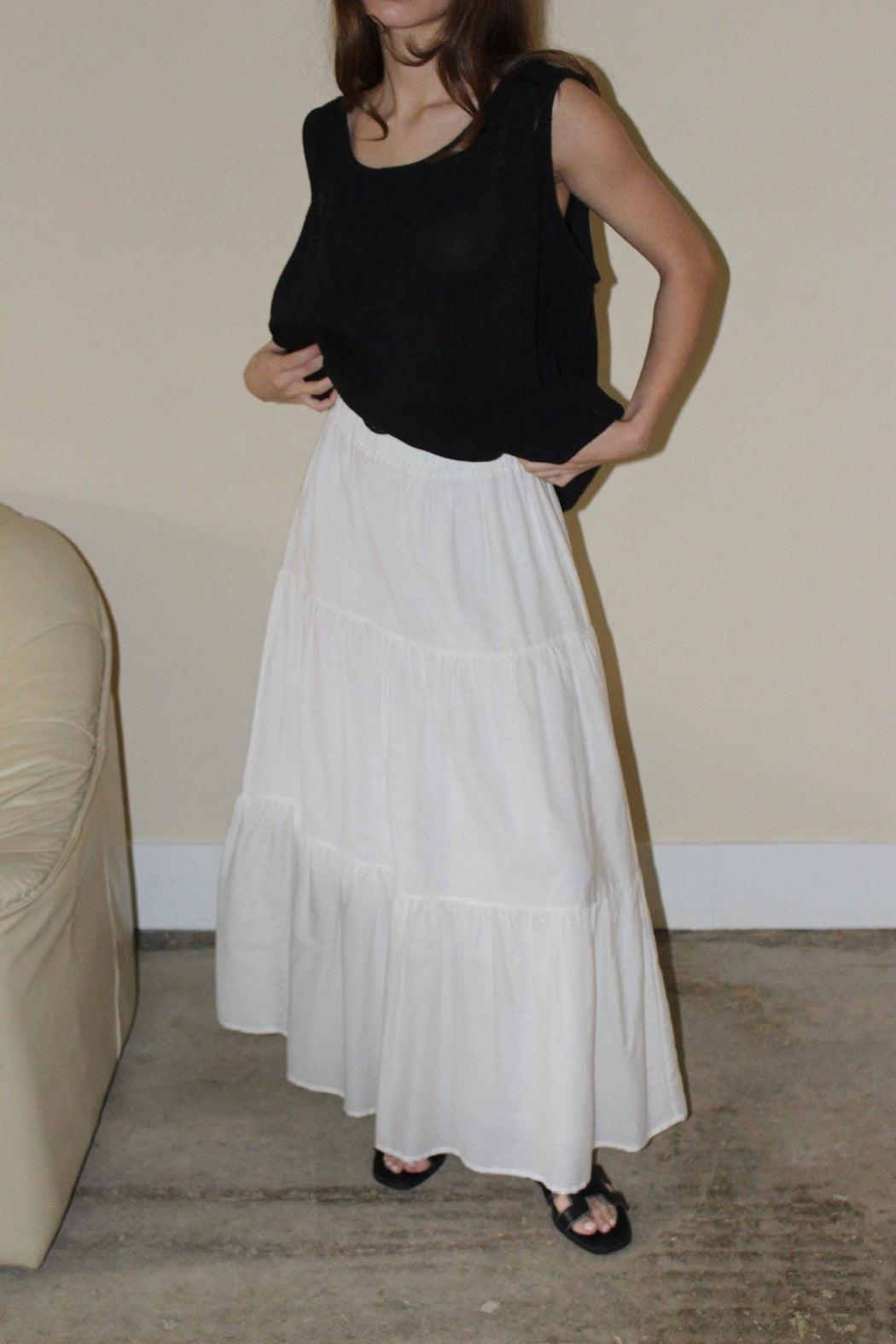 MiMi Silk Cotton Voile Skirt | White