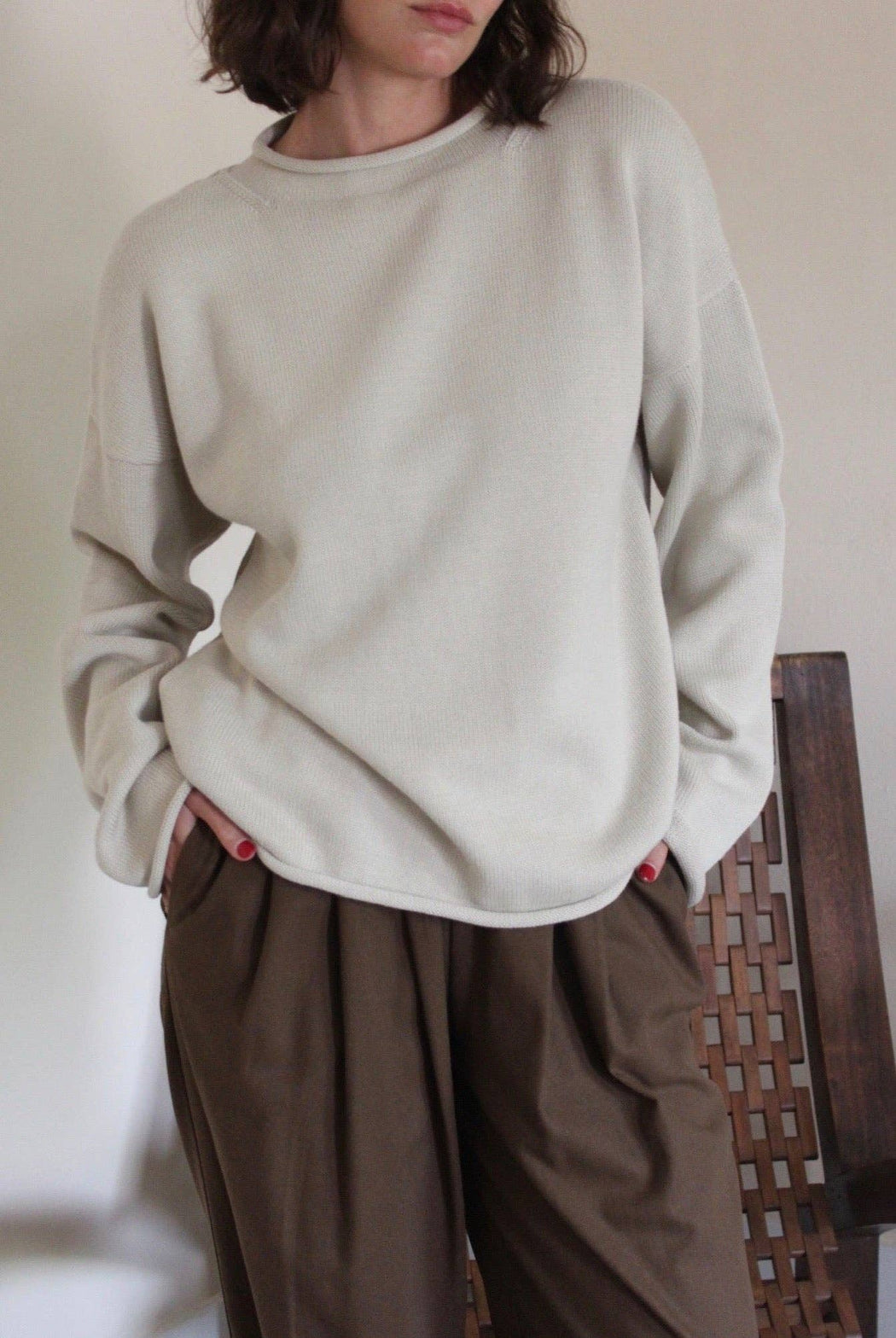 Luca Pima Cotton Pullover | Ecru