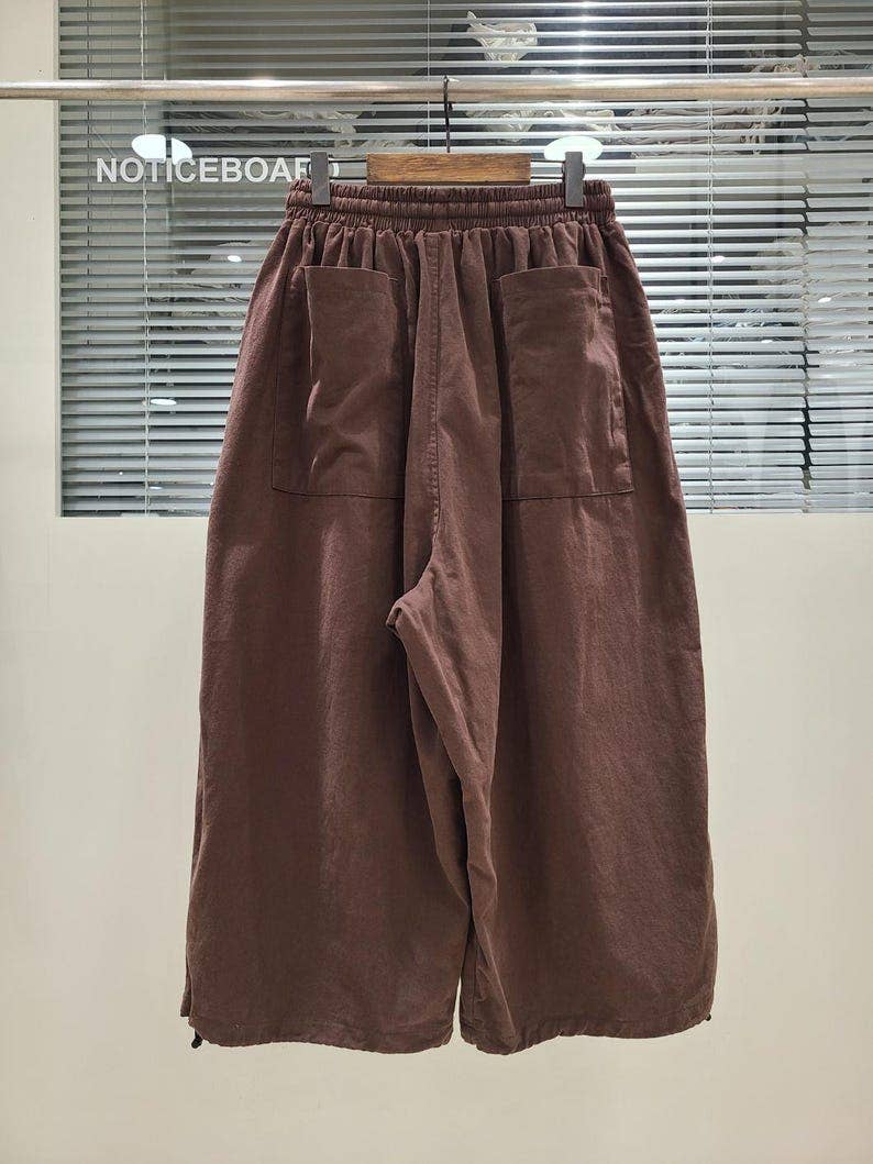 Washed Cotton Wide Leg Pants | Brown