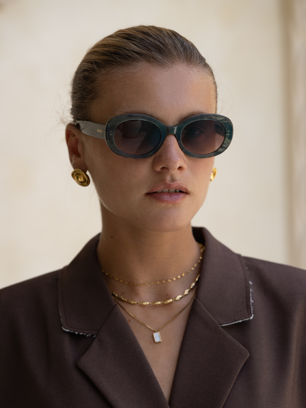 Aria Acetate Womens Oval Sunglasses : Emerald